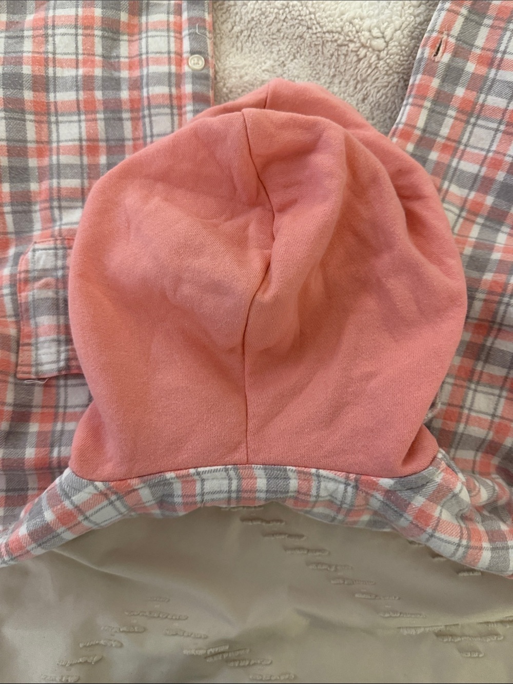 Buffalo Dave Bitton Kids Pink and Grey Plaid Hooded Button-Up Sherpa Shacket - Picture 7 of 7
